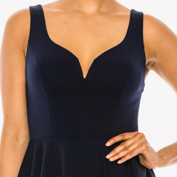 B Darlin V-Neck Fit & Flare Skater Dress - Black - Open Back - 14W - Picture 3 of 5